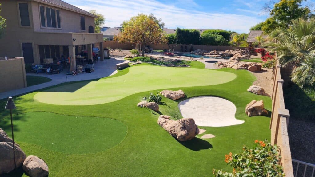 Artificial turf installation in Arizona backyard — Aquatic Pools and Spas